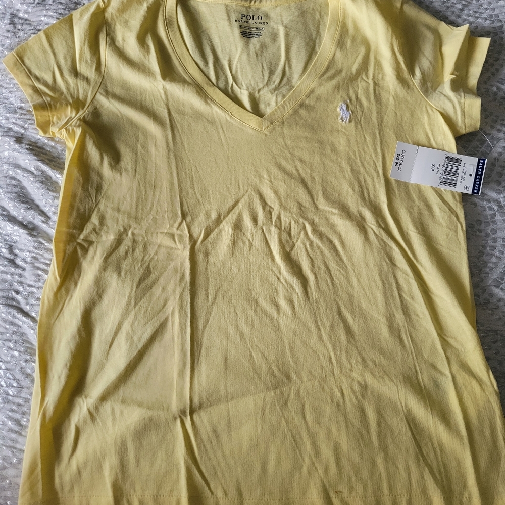 Yellow Ralph Lauren V neck short sleeve t shirt